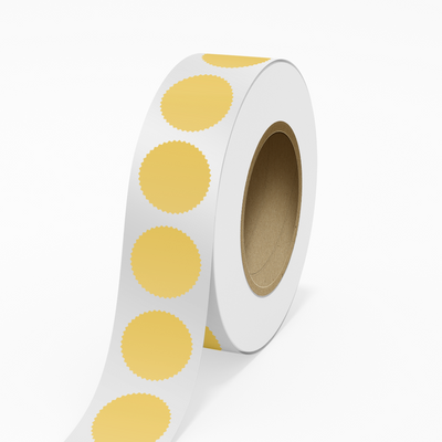 Gold Foil 2 1/4 Inch Roll of Burst Shaped Labels - Sales Certificate Durable with Metallic Finish