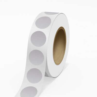 Silver Foil 2 1/4 Inch Roll of Burst Shaped Labels - Sales Certificate Durable with Metallic Finish