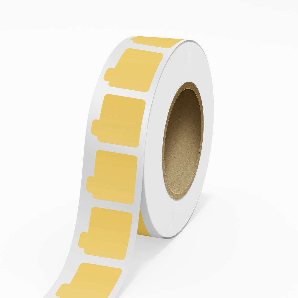 Gold Foil 2 1/8 x 2 1/8 Inch Roll of Lip Balm Shaped Labels - Cosmetic