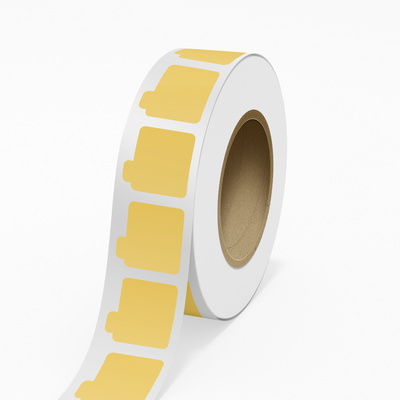 Gold Foil 2 1/8 x 2 1/8 Inch Roll of Lip Balm Shaped Labels - Cosmetic