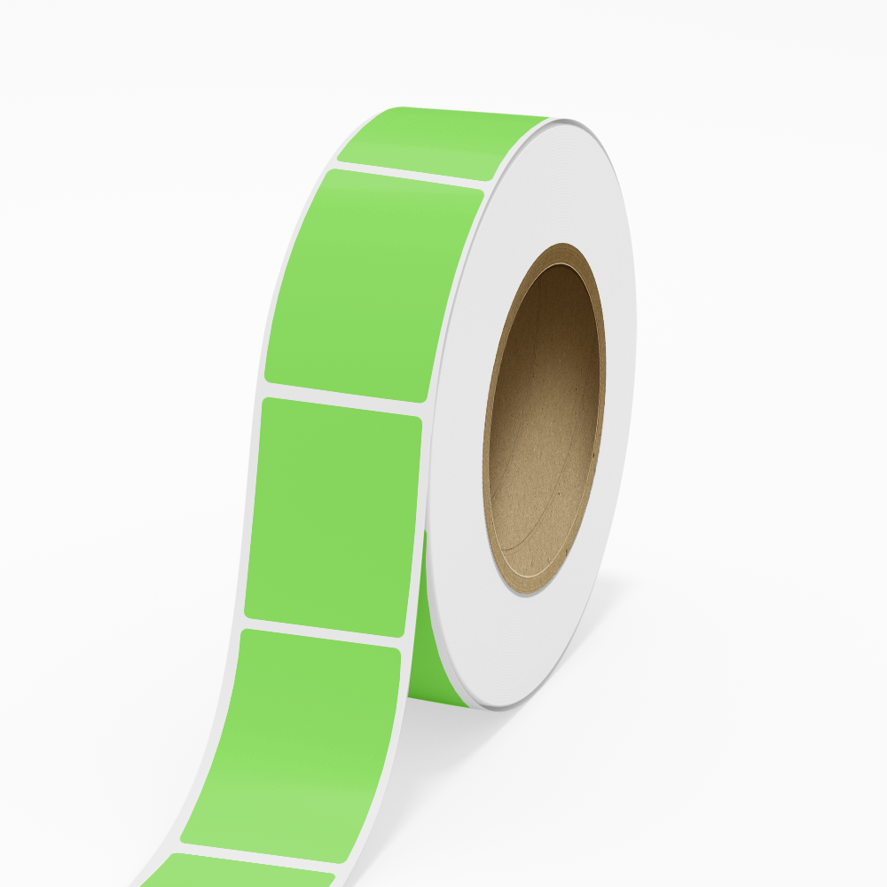 Neon Green 2 15/16 x 4 Inch Roll of Rectangle Labels - Bright Adhesive