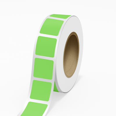 Neon Green 2 3/4 x 2 3/4 Inch Roll of Square Labels - Bright Adhesive
