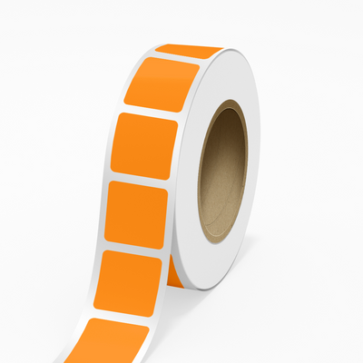 Neon Orange 2 3/4 x 2 3/4 Inch Roll of Square Labels - Bright Adhesive