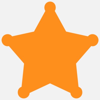 Neon Orange 2 3/4 x 2 3/4 Inch Roll of Sheriff Star Shaped Labels - Toy Packaging Bright Adhesive