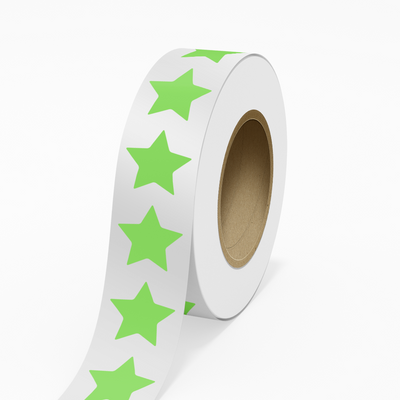 Neon Green 2 3/4 x 2 7/8 Inch Roll of Star Shaped Labels - Educational Award Bright Adhesive