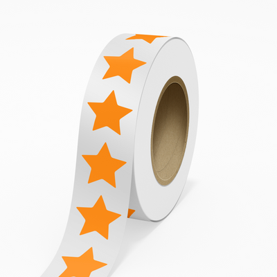 Neon Orange 2 3/4 x 2 7/8 Inch Roll of Star Shaped Labels - Educational Award Bright Adhesive