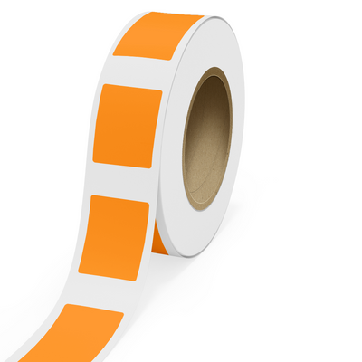Neon Orange 2 3/4 x 3 3/4 Inch Roll of Rectangle Labels - Bright Adhesive