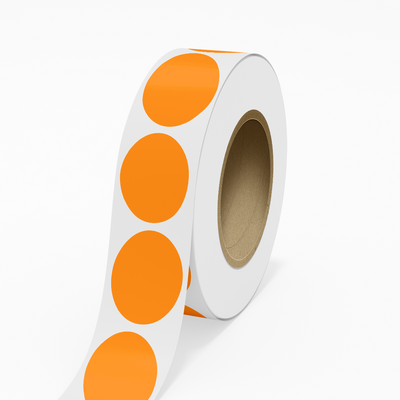 Neon Orange 2 7/8 x 3 3/4 Inch Roll of Oval Labels - Bright Adhesive
