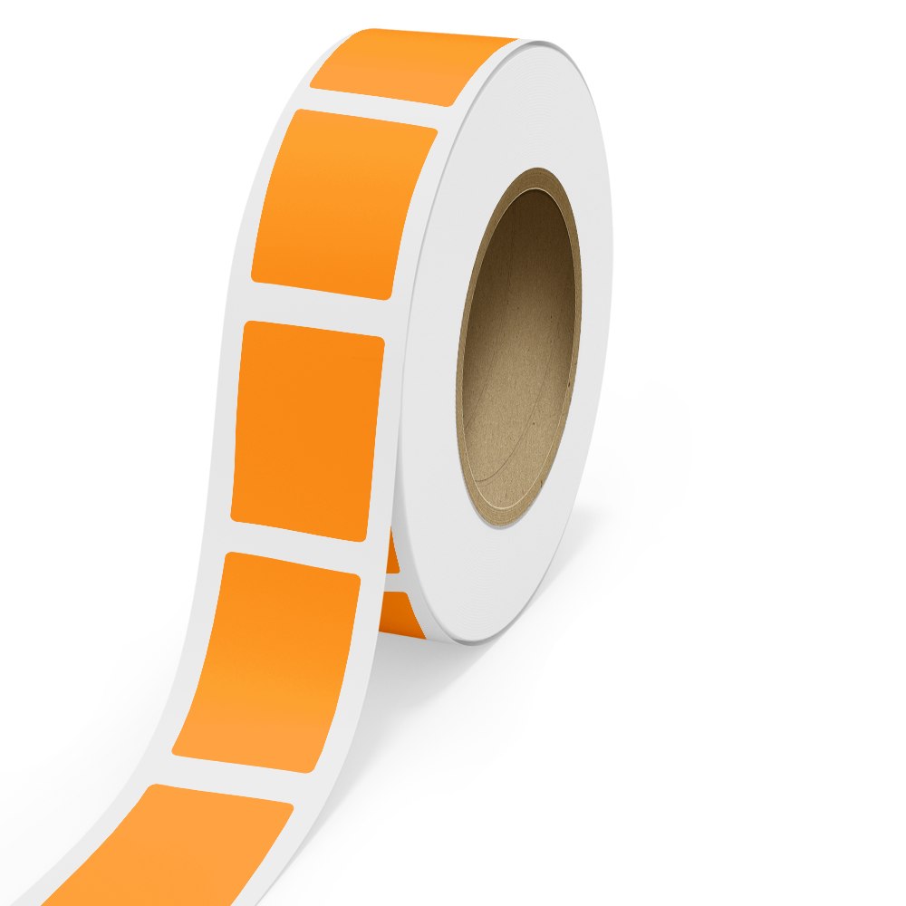 Neon Orange 2 7/8 x 4 Inch Roll of Rectangle Labels - Bright Adhesive