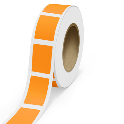 Neon Orange 2 7/8 x 4 Inch Roll of Rectangle Labels - Bright Adhesive