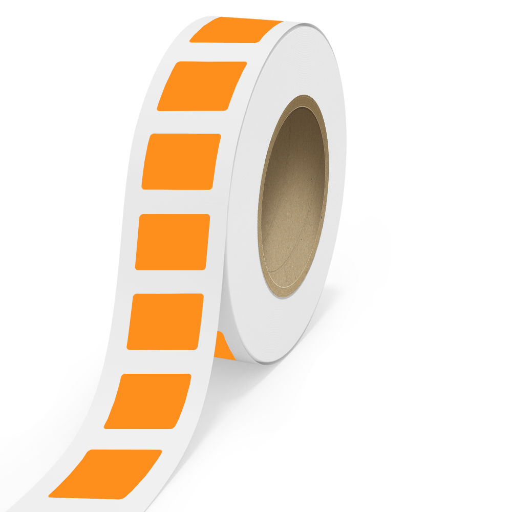 Neon Orange 2 x 2 1/2 Inch Roll of Rectangle Labels - Bright Adhesive