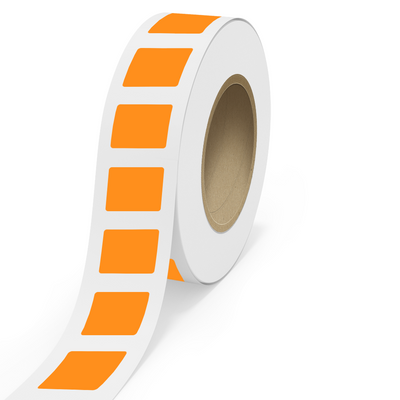 Neon Orange 2 x 2 1/2 Inch Roll of Rectangle Labels - Bright Adhesive