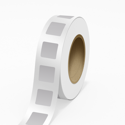Silver Foil 2 x 2 Inch Roll of Square Labels - Durable Metallic