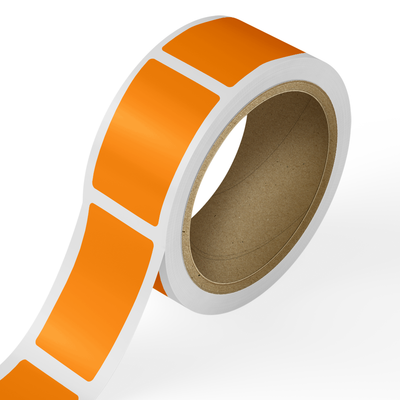 Neon Orange 2 x 3 1/2 Inch Roll of Rectangle Labels - Bright Adhesive