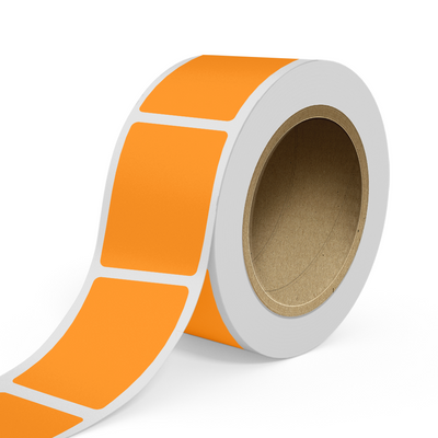 Neon Orange 2 x 3 Inch Roll of Rectangle Labels - Bright Adhesive