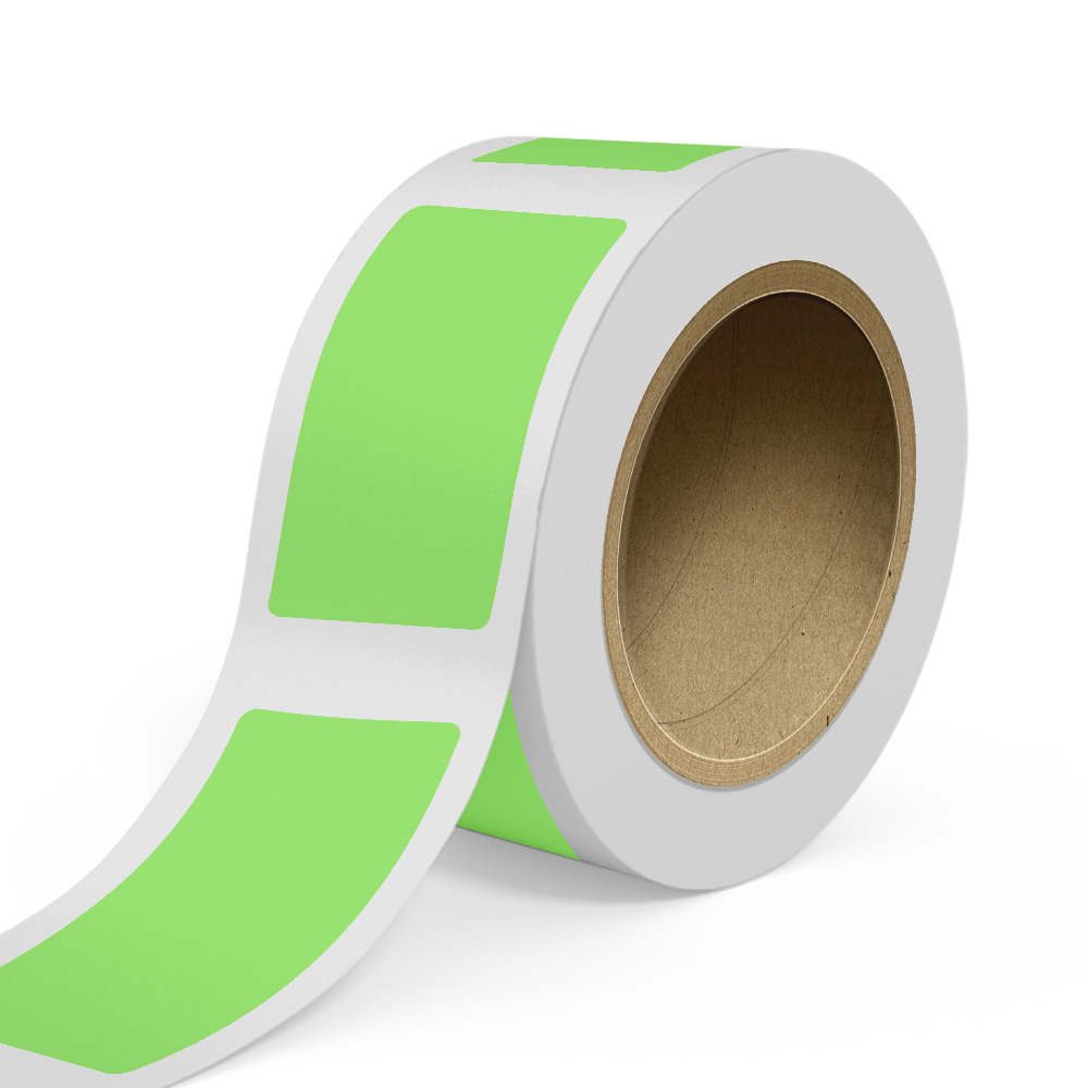 Neon Green 2 x 4 Inch Roll of Rectangle Labels - Bright Adhesive