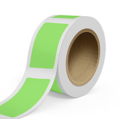 Neon Green 2 x 4 Inch Roll of Rectangle Labels - Bright Adhesive