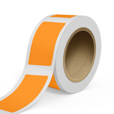 Neon Orange 2 x 4 Inch Roll of Rectangle Labels - Bright Adhesive