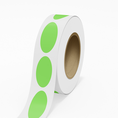 Neon Green 2 x 4 Inch Roll of Oval Labels - Bright Adhesive