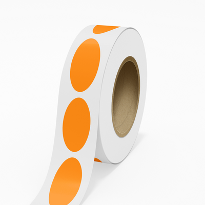 Neon Orange 2 x 4 Inch Roll of Oval Labels - Bright Adhesive