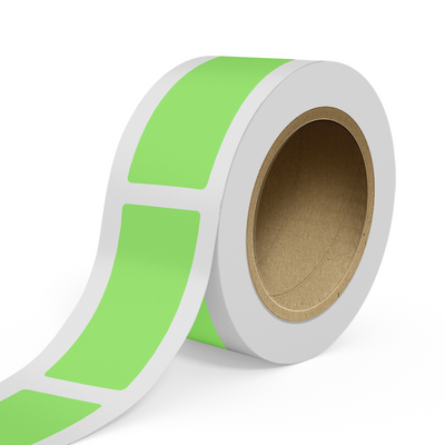 Neon Green 2 x 5 Inch Roll of Rectangle Labels - Bright Adhesive