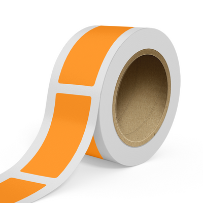 Neon Orange 2 x 5 Inch Roll of Rectangle Labels - Bright Adhesive