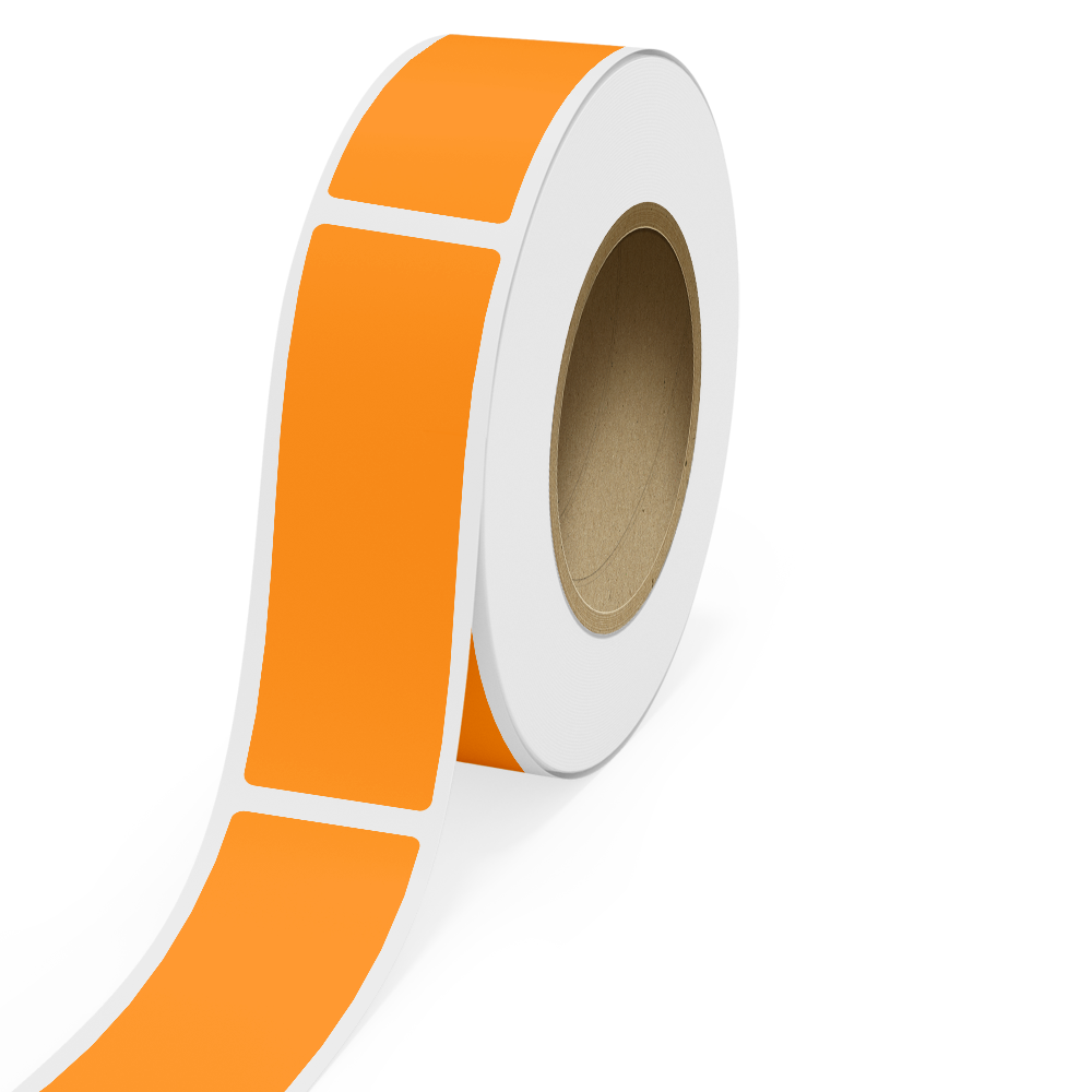 Neon Orange 2 x 6 Inch Roll of Rectangle Labels - Bright Adhesive