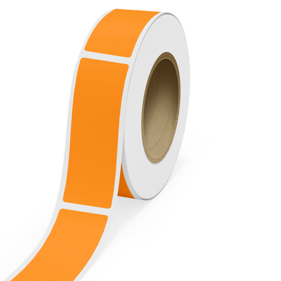 Neon Orange 2 x 6 Inch Roll of Rectangle Labels - Bright Adhesive