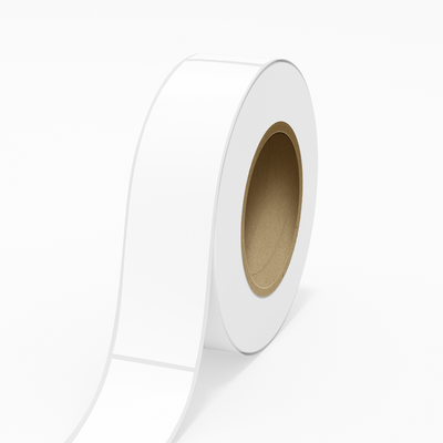 White 2 x 8 Inch Roll of Rectangle Labels - Water Beverage Bottle Tear Resistant with High Gloss Film Layer