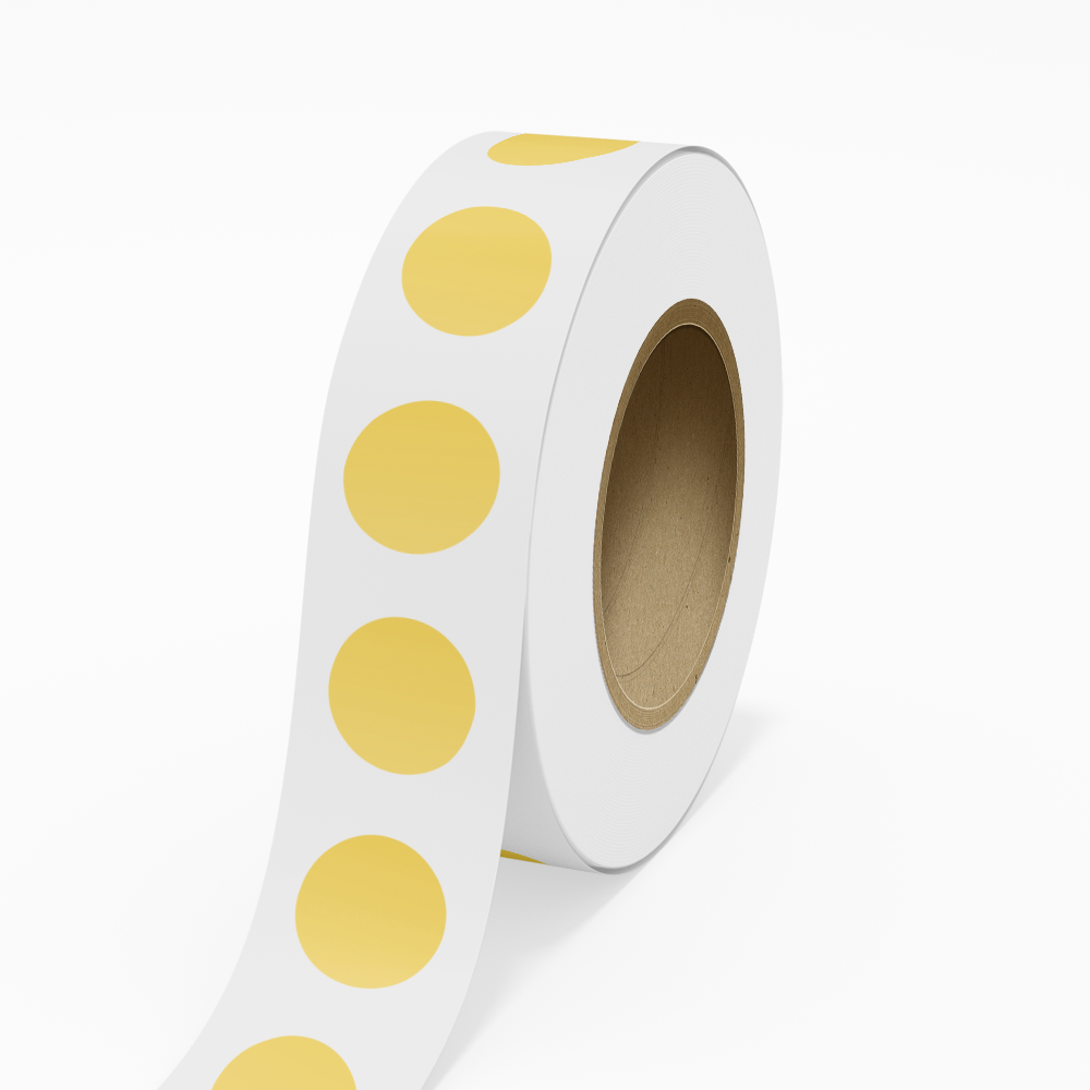Matte Gold Foil 2 Inch Roll of Circular Round Labels - Durable