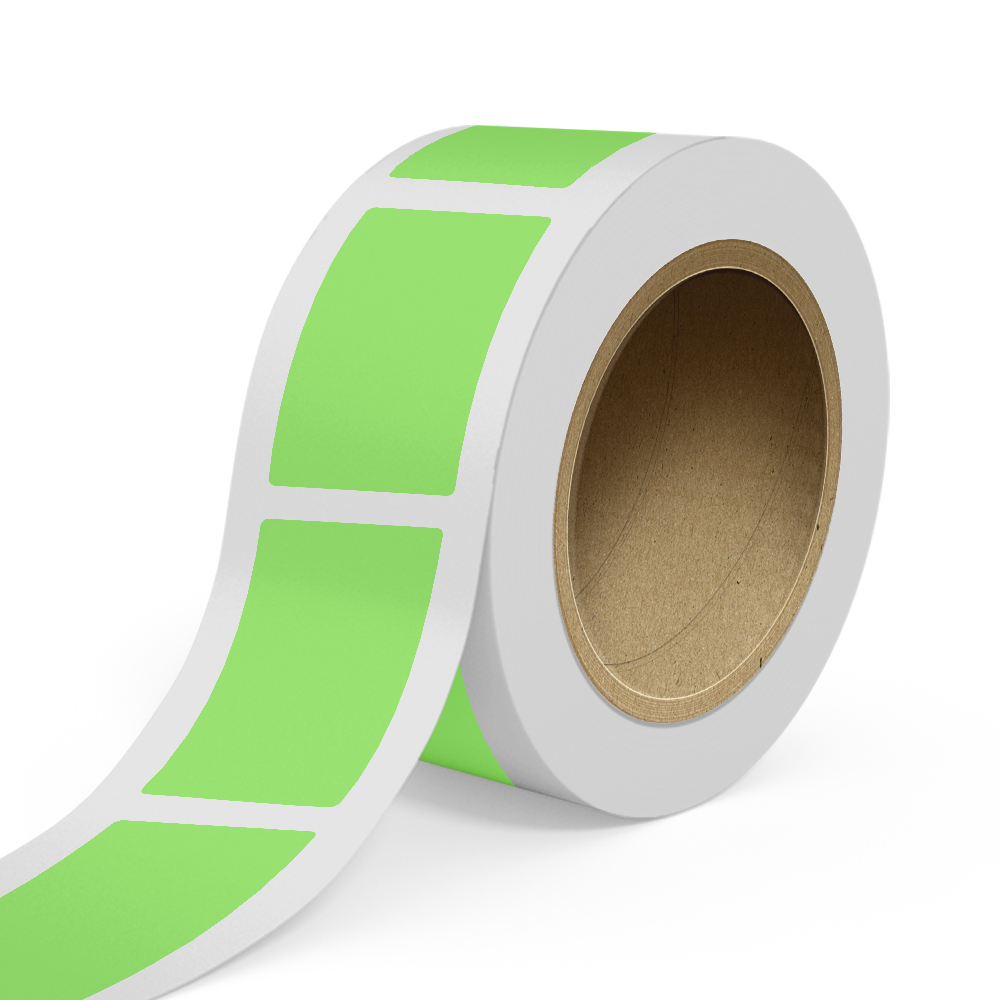 Neon Green 3 1/4 x 5 Inch Roll of Rectangle Labels - Bright Adhesive