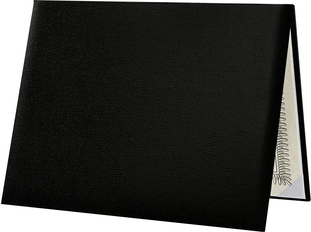 6 1/2 x 8 1/2 Landscape Padded Diploma Covers (Holds 6 x 8 Document) - Black