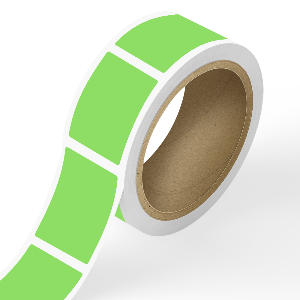 Neon Green 3 3/8 x 5 1/2 Inch Roll of Rectangle Labels - Bright Adhesive