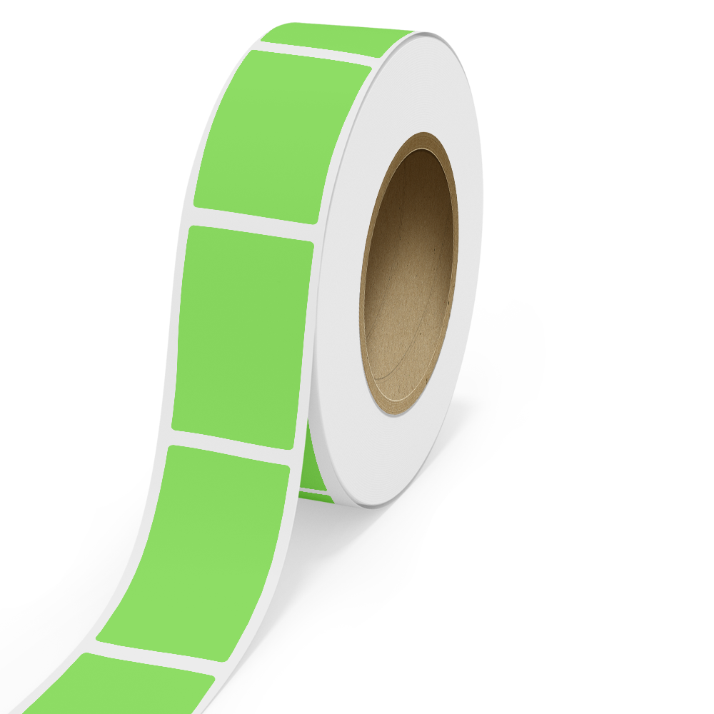 Neon Green 3 3/8 x 6 Inch Roll of Rectangle Labels - Bright Adhesive