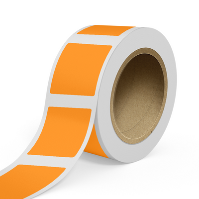Neon Orange 3 x 3 1/2 Inch Roll of Rectangle Labels - Bright Adhesive