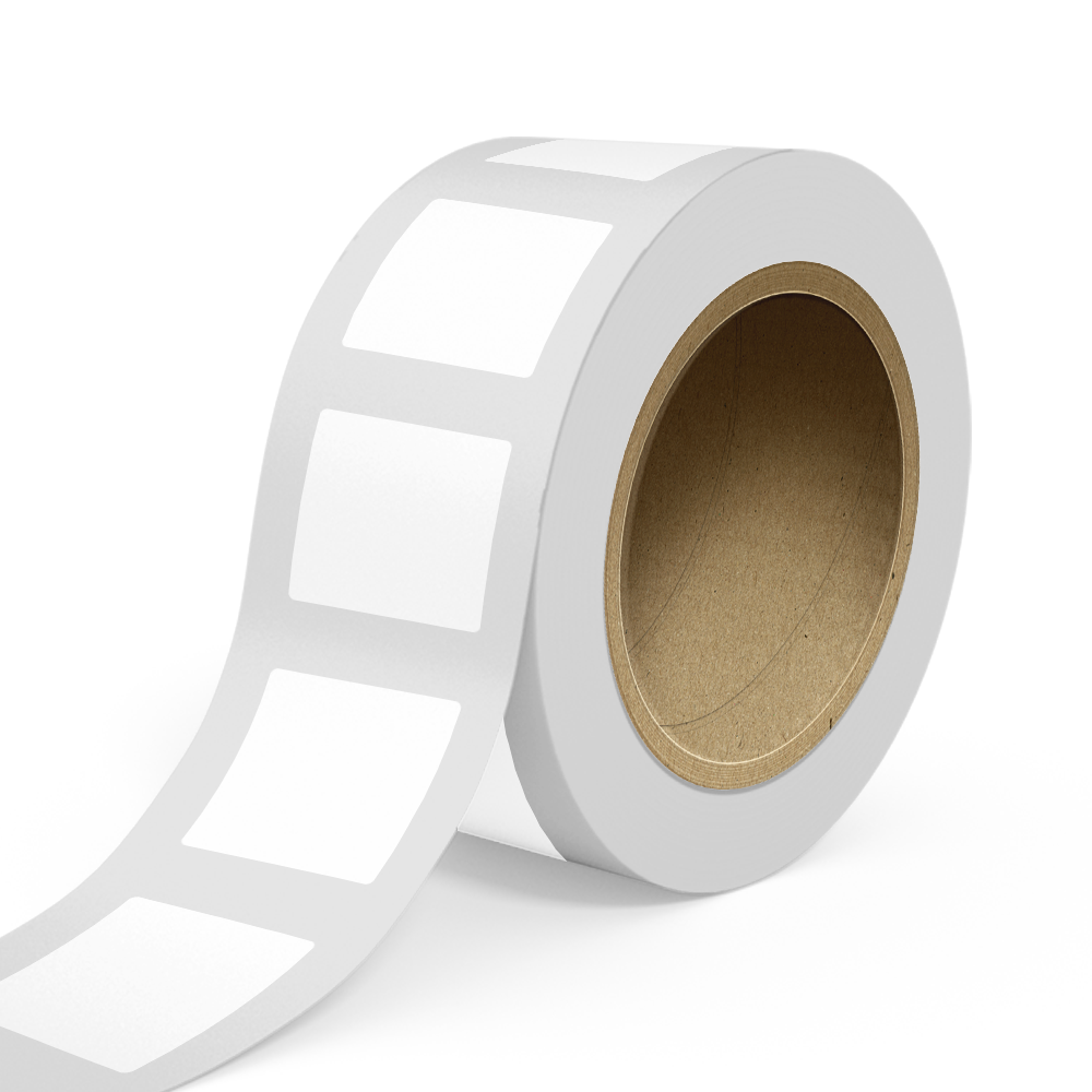 White 3 x 3 Inch Roll of Square Labels - Tear Resistant with High Gloss Film Layer