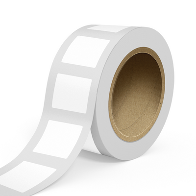 White 3 x 3 Inch Roll of Square Labels - Tear Resistant with High Gloss Film Layer