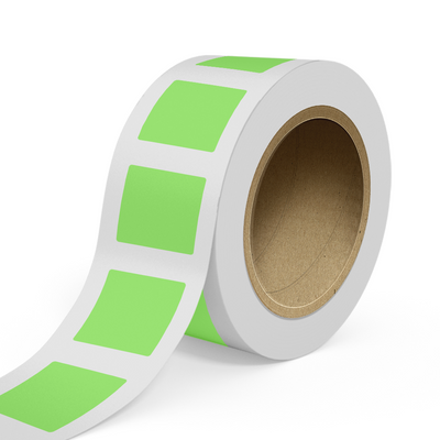 Neon Green 3 x 3 Inch Roll of Square Labels - Bright Adhesive