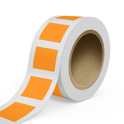Neon Orange 3 x 3 Inch Roll of Square Labels - Bright Adhesive