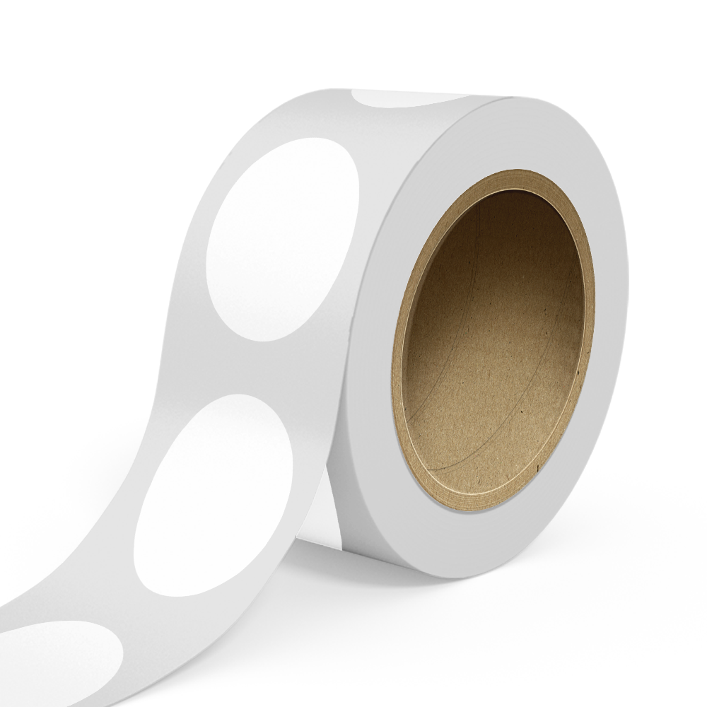 White 3 x 4 Inch Roll of Oval Labels - Tear Resistant with High Gloss Film Layer