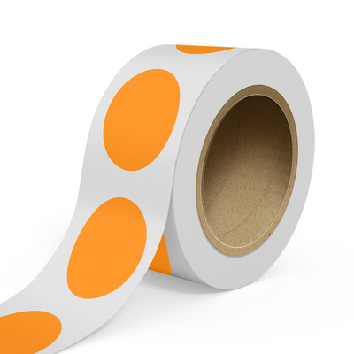 Neon Orange 3 x 4 Inch Roll of Oval Labels - Bright Adhesive