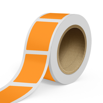 Neon Orange 3 x 4 Inch Roll of Rectangle Labels - Bright Adhesive