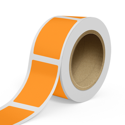 Neon Orange 3 x 5 Inch Roll of Rectangle Labels - Bright Adhesive