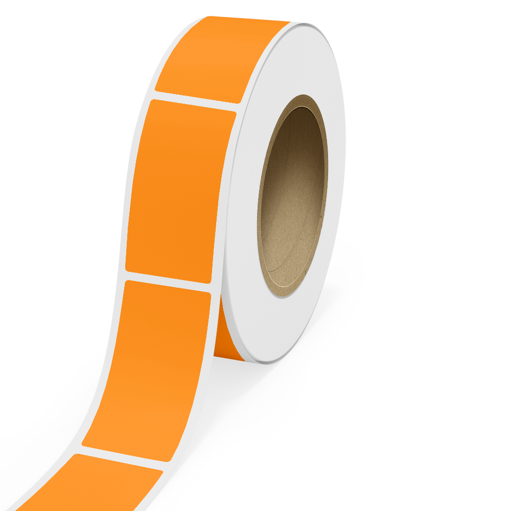 Neon Orange 3 x 6 Inch Roll of Rectangle Labels - Bright Adhesive