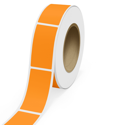Neon Orange 3 x 6 Inch Roll of Rectangle Labels - Bright Adhesive