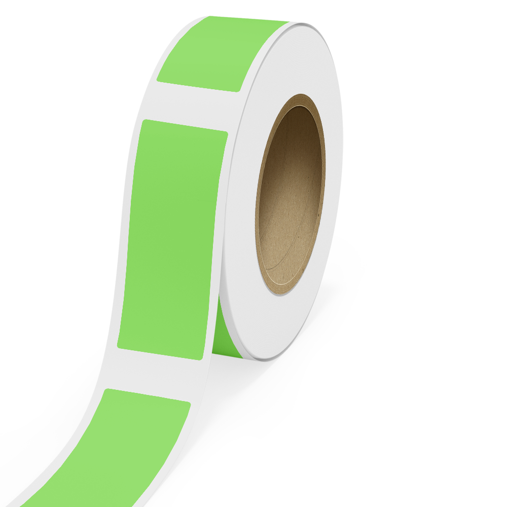 Neon Green 3 x 8 Inch Roll of Rectangle Labels - Bright Adhesive