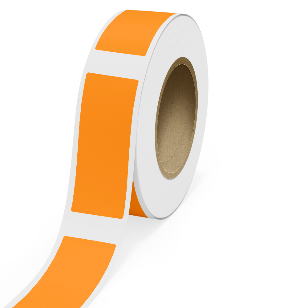 Neon Orange 3 x 8 Inch Roll of Rectangle Labels - Bright Adhesive