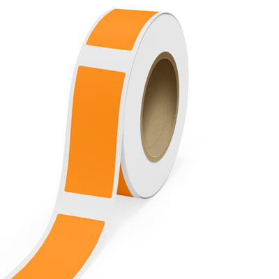 Neon Orange 3 x 8 Inch Roll of Rectangle Labels - Bright Adhesive