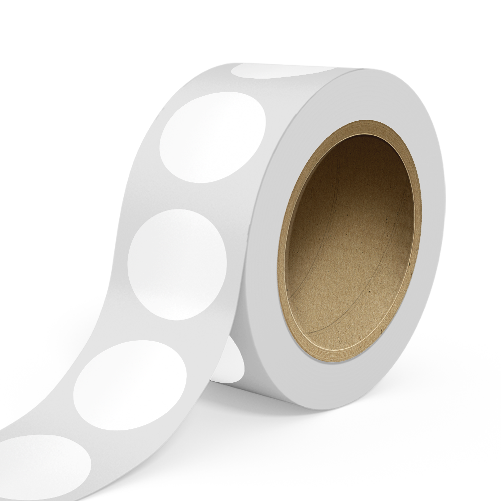 White Glossy 3 Inch Roll of Circular Round Labels