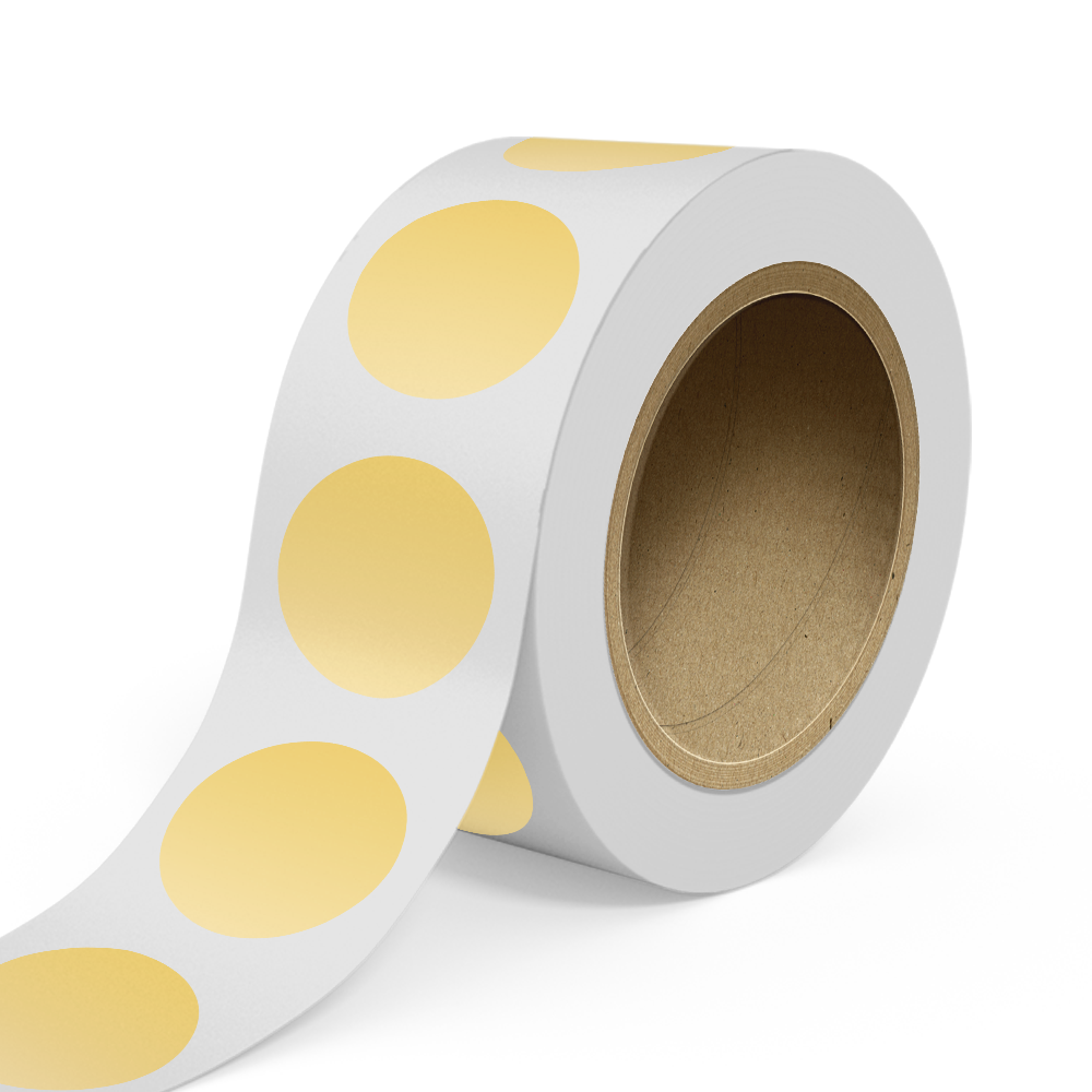 Gold Foil 3 Inch Roll of Circular Round Labels - Durable with Metallic Finish